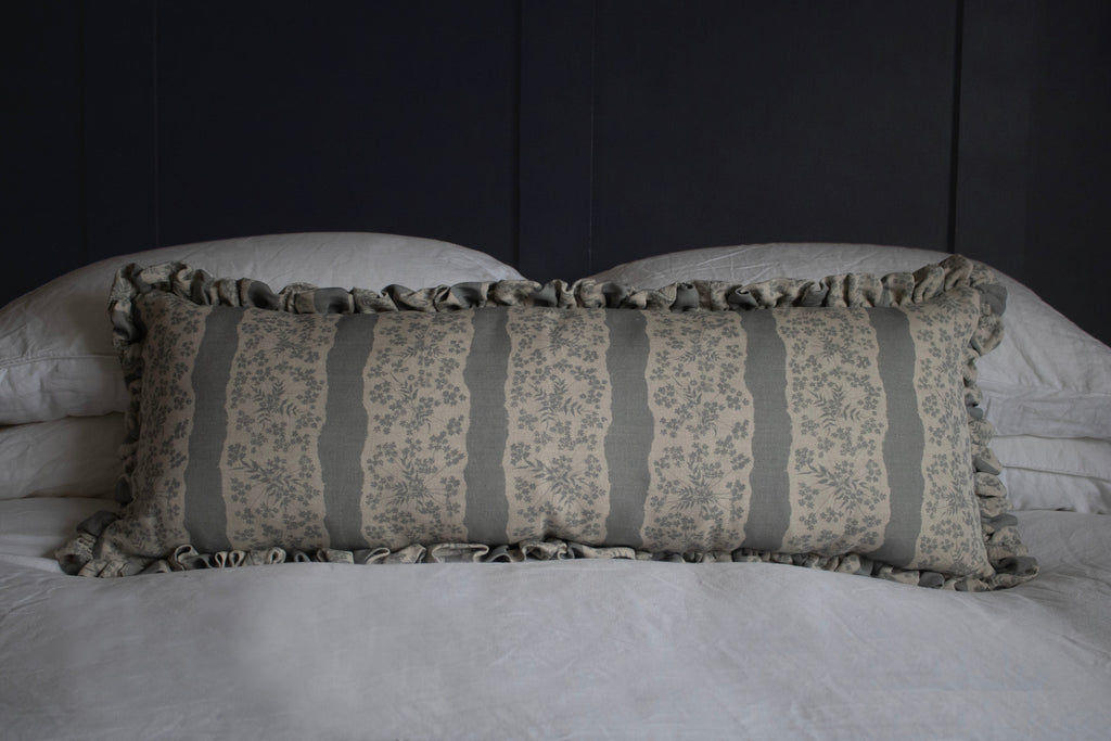 LUMBAR RUFFLE CUSHION ~ FAIRYLACE FLAX FLOWER