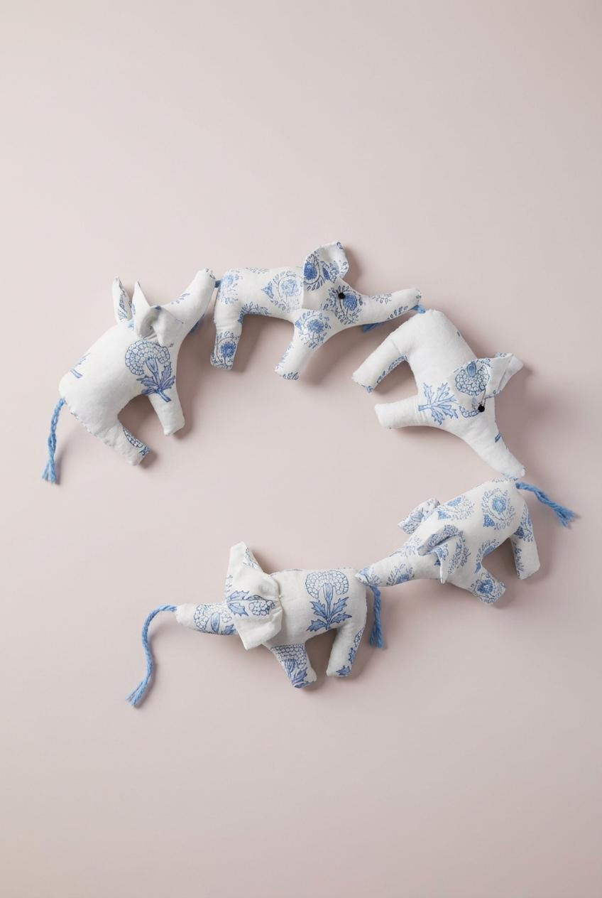 Blue Elephant Nursery Bunting - 5 Elephants