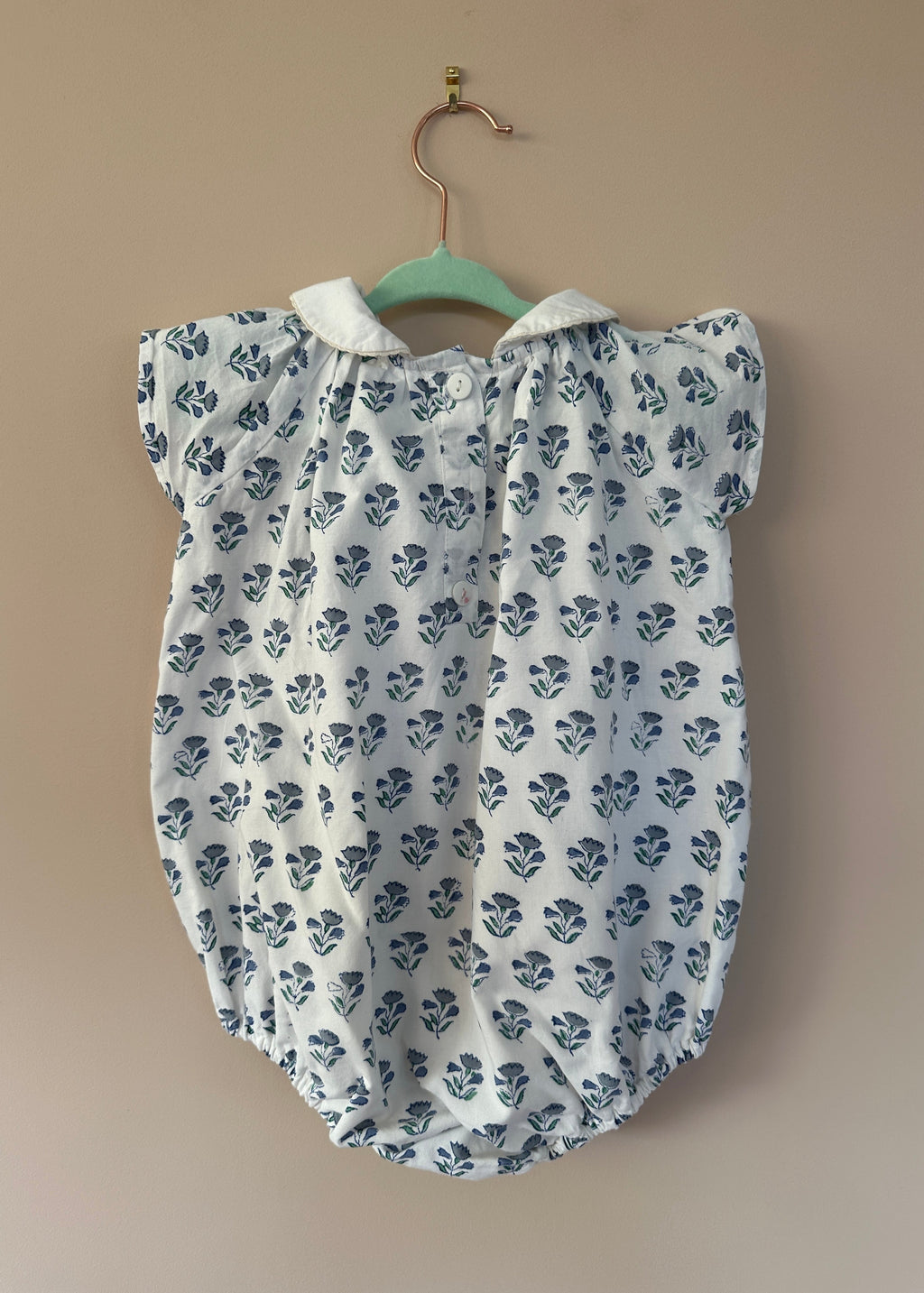 Organic Cotton Blue Floral Romper