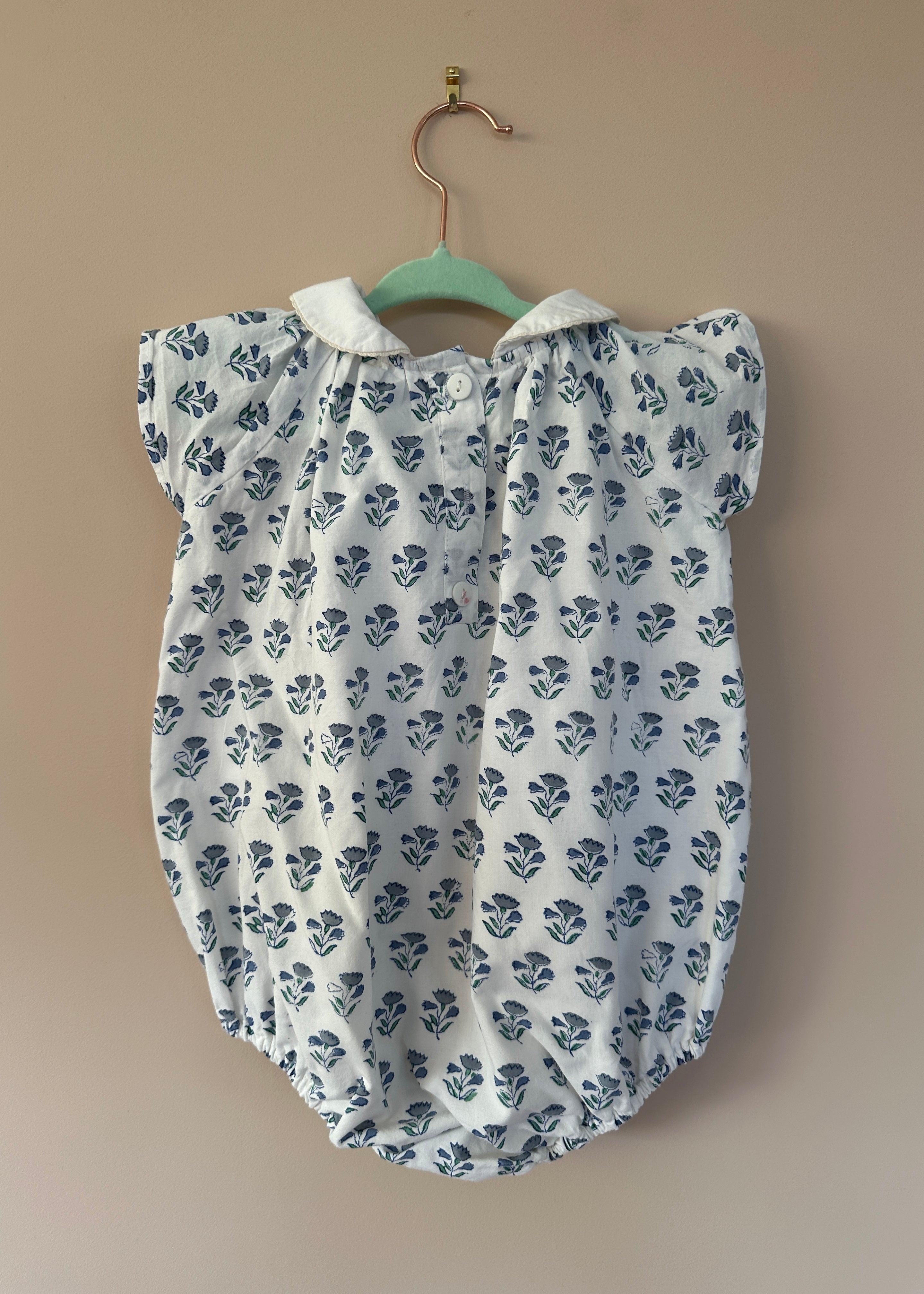 Organic Cotton Blue Floral Romper
