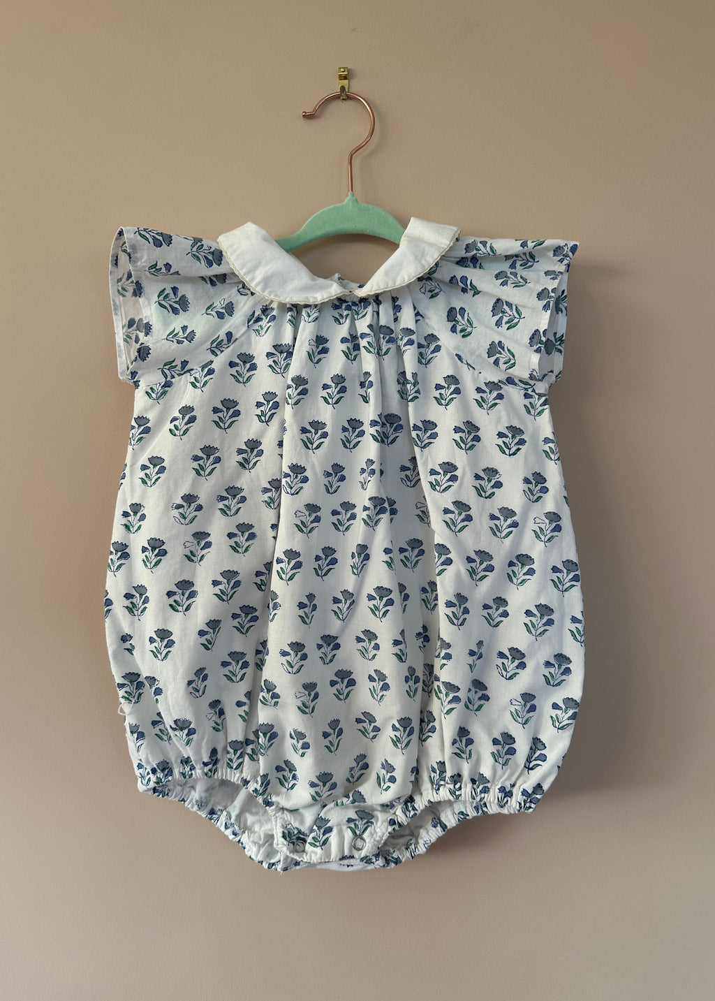 Organic Cotton Blue Floral Romper