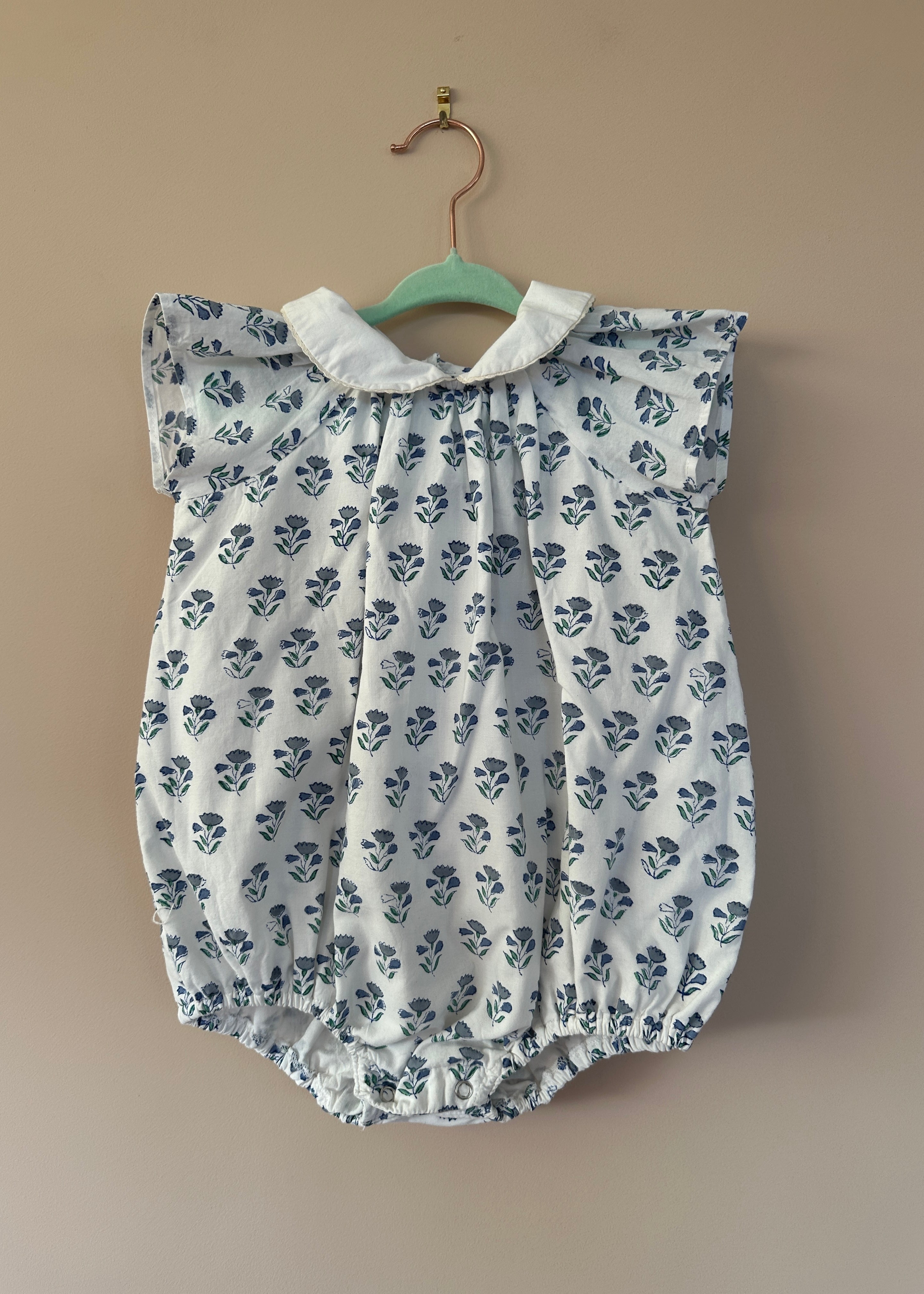Organic Cotton Blue Floral Romper