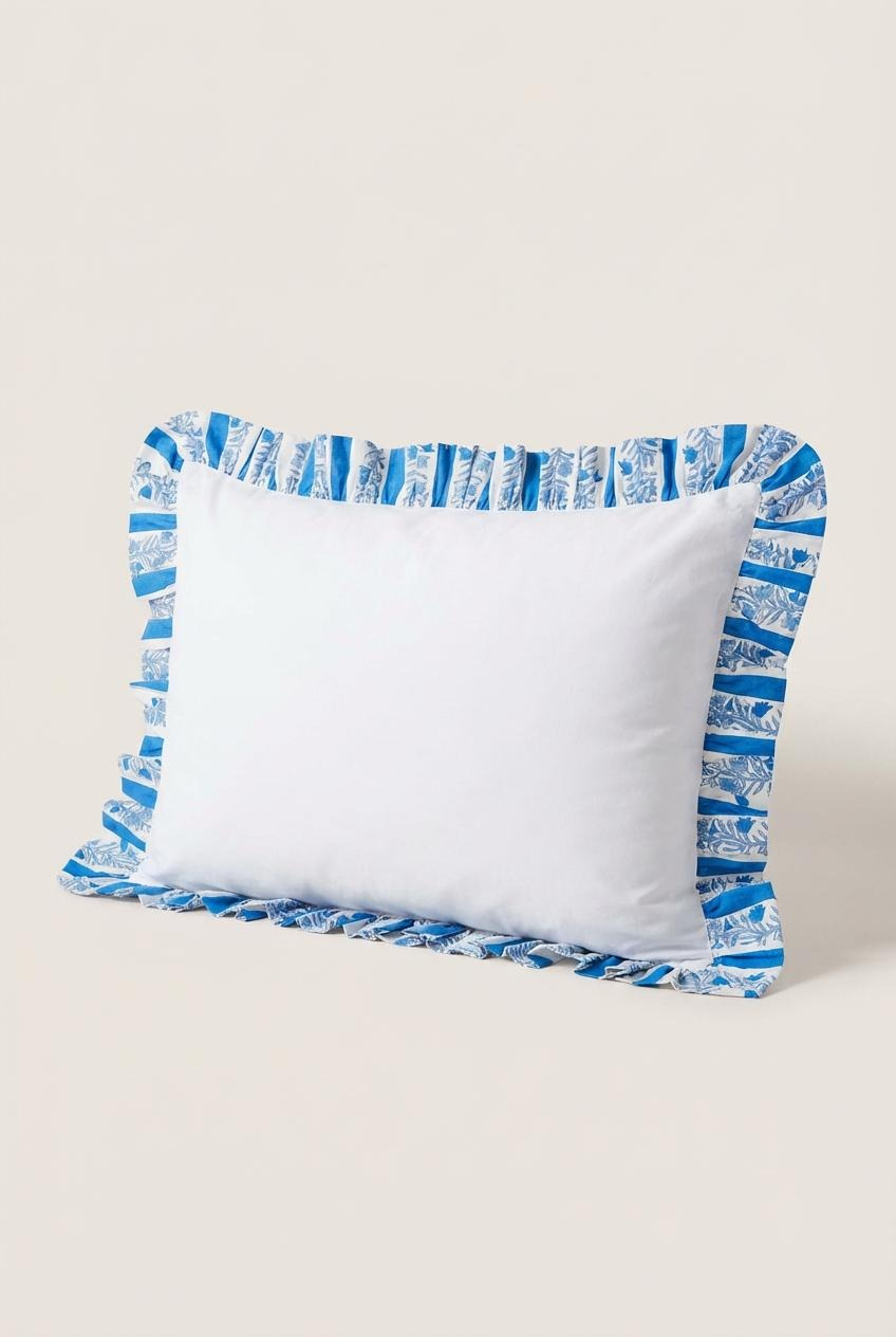 Blue Organic Cotton Poplin Pillowcase