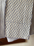 Organic Cotton Toddler Quilt – Blue Butti Block Print | Reversible Cot Quilt