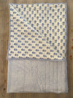 Organic Cotton Toddler Quilt – Blue Butti Block Print | Reversible Cot Quilt