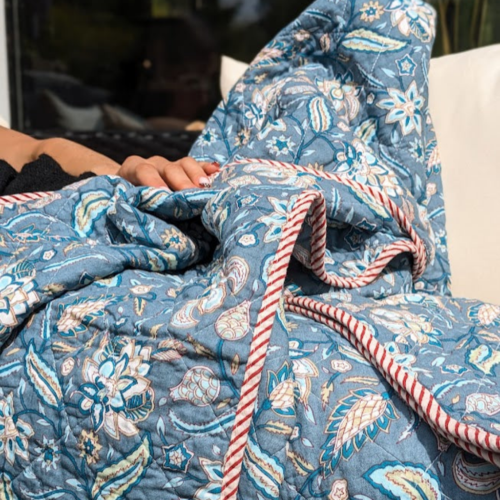 Summer Cotton Quilt - Assorted design with Striped Edging | 2 Sizes