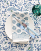 Paisley Hand Blocked Tablecloth | Blue and White
