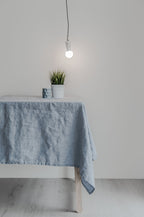 Washed Linen tablecloth Ice Blue