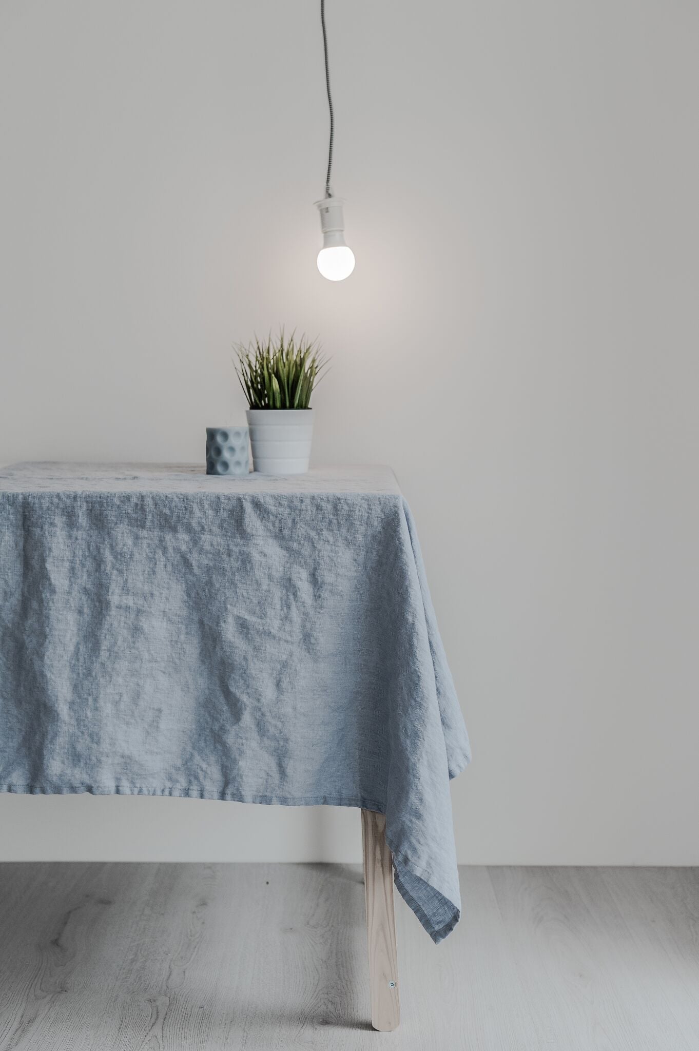 Washed Linen tablecloth Ice Blue
