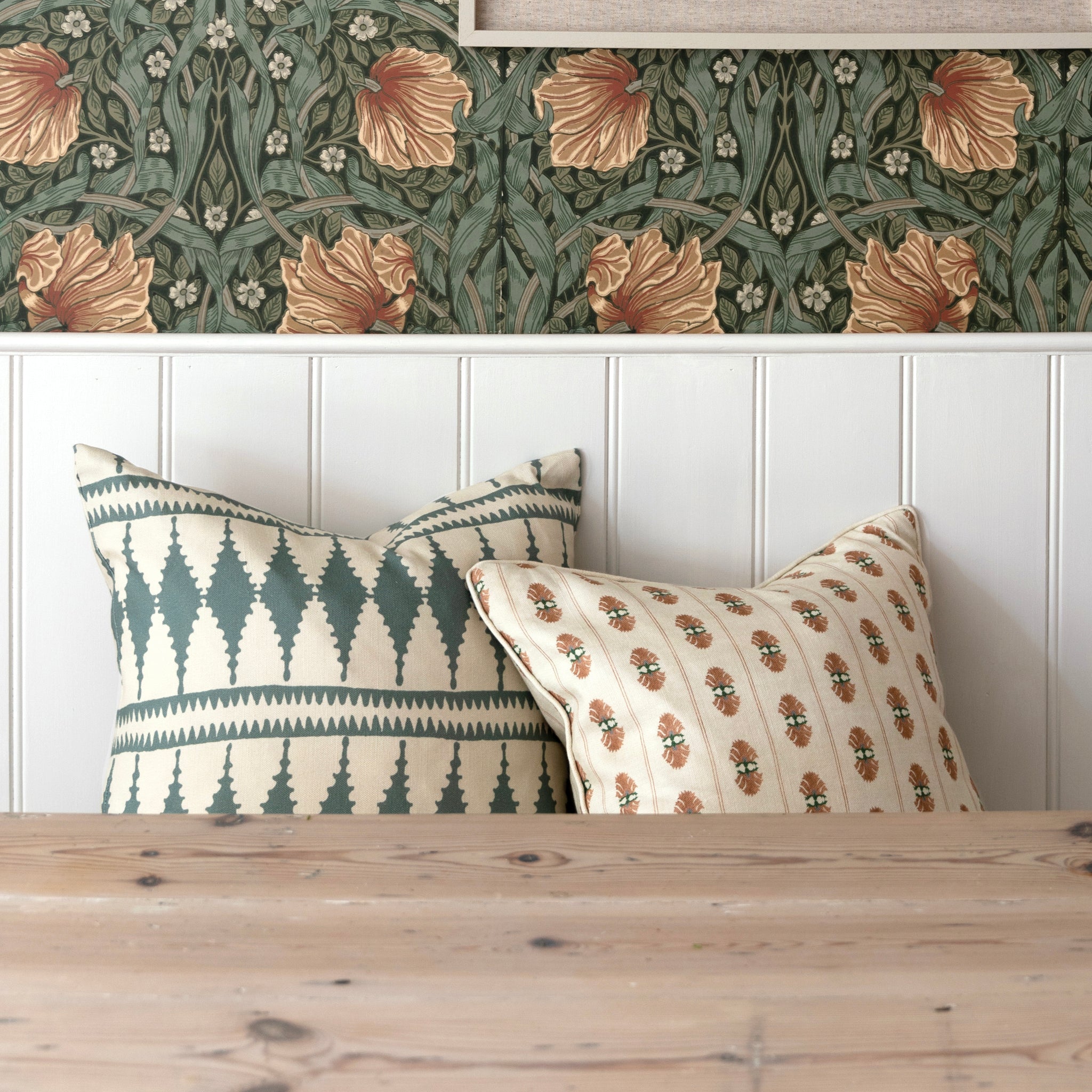 Bobbin Square Cushion - Green Blue