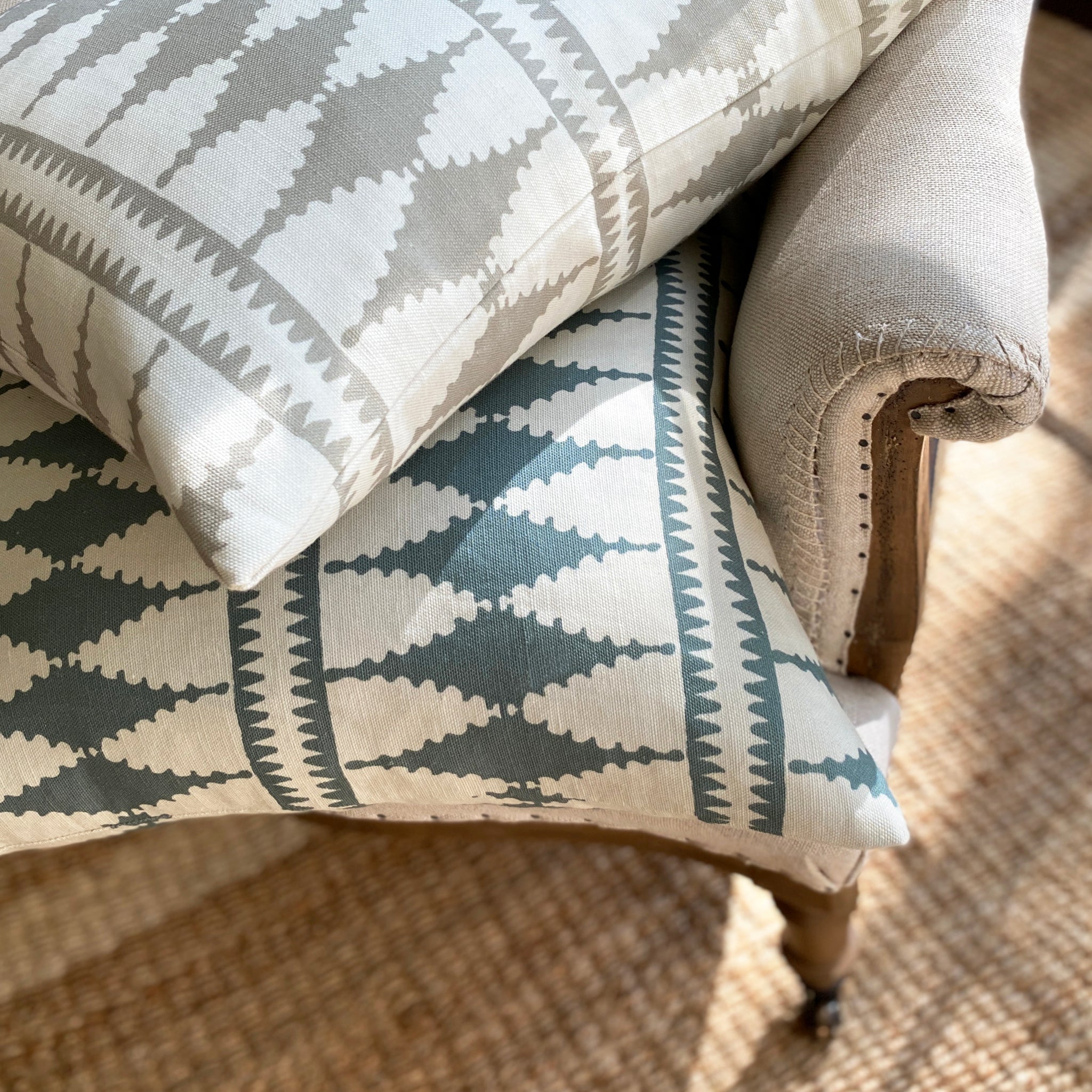 Bobbin Square Cushion - Green Blue