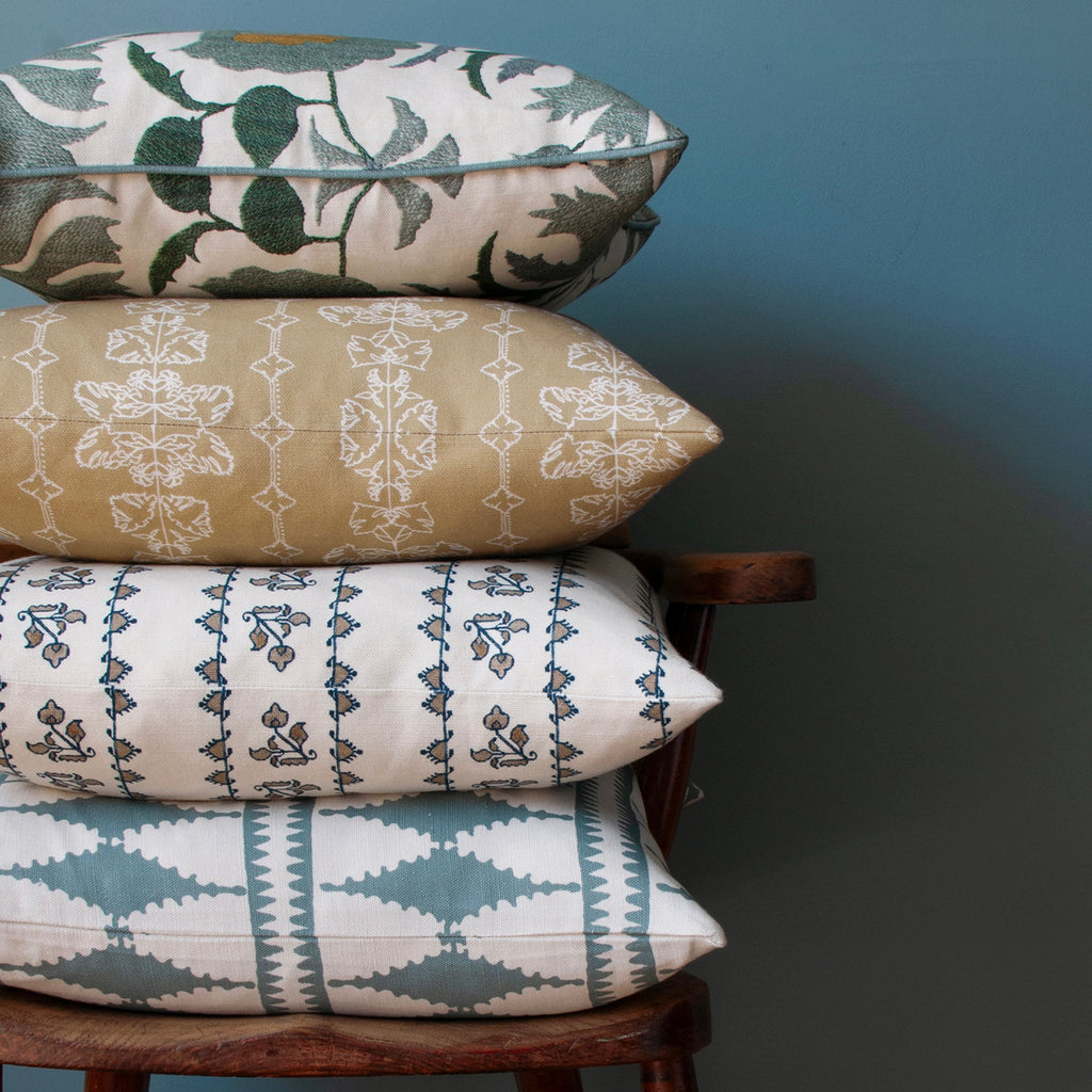 Bobbin Square Cushion - Green Blue