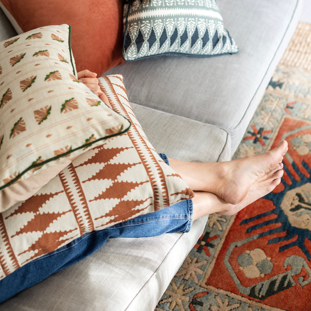 Bobbin Square Cushion - Terracotta Red
