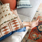 Bobbin Square Cushion - Terracotta Red