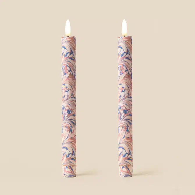 Bookbinder Marble Flameless LED Wax Candles