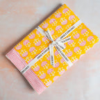 NEW FAN BUTTER YELLOW hand block printed tablecloth