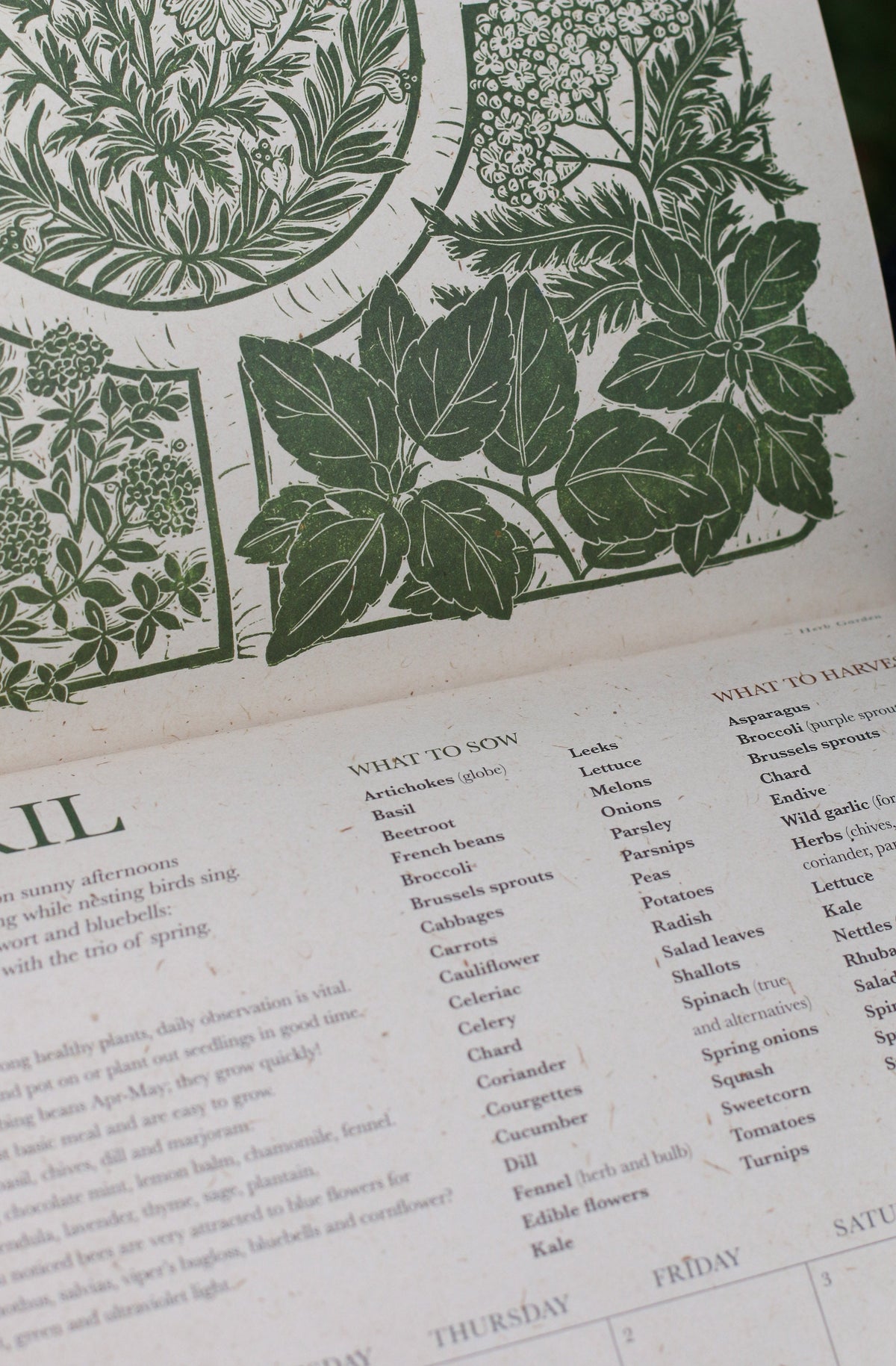 2027 Lino Print Calendar - Growing Through The Seasons | Isla Middleton
