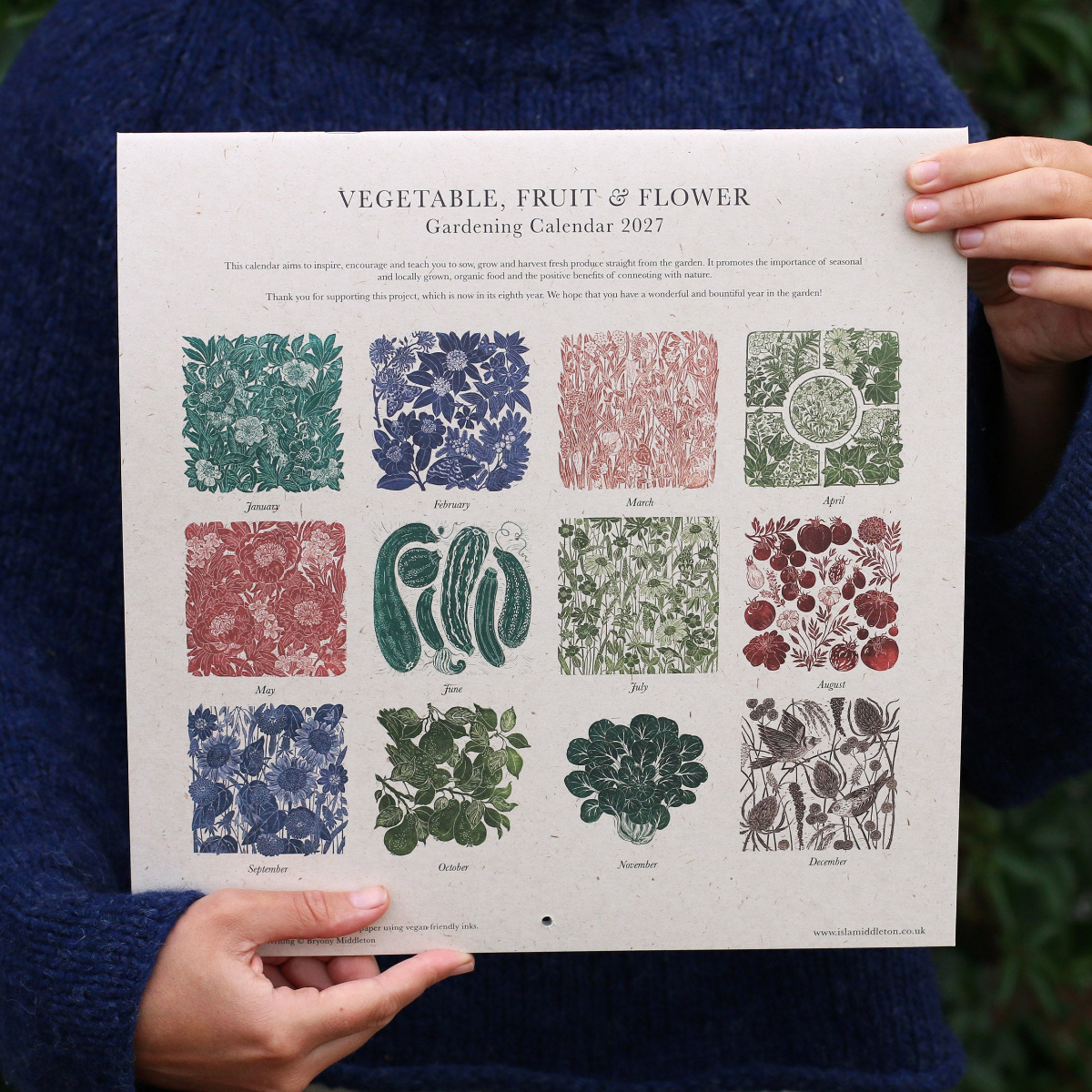 2027 Lino Print Calendar - Growing Through The Seasons | Isla Middleton