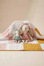 Farmyard Patchwork Baby Quilt - Pink / Yellow