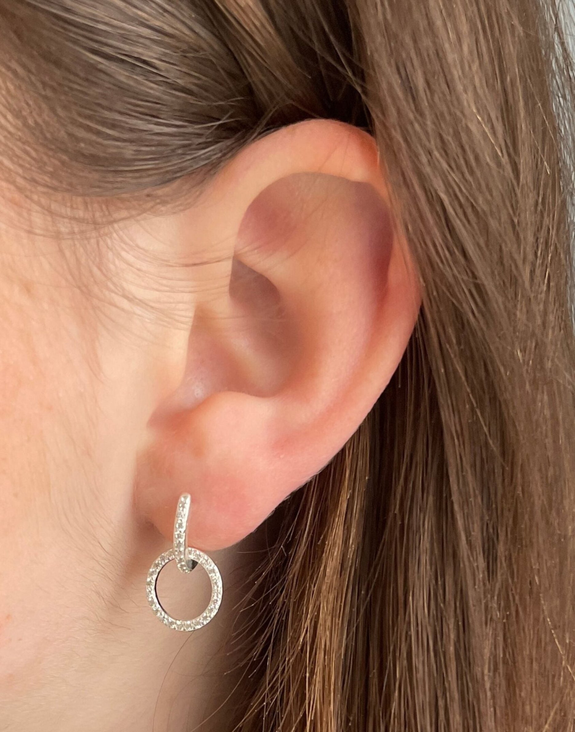 CZ Circle Charm Huggie Earrings