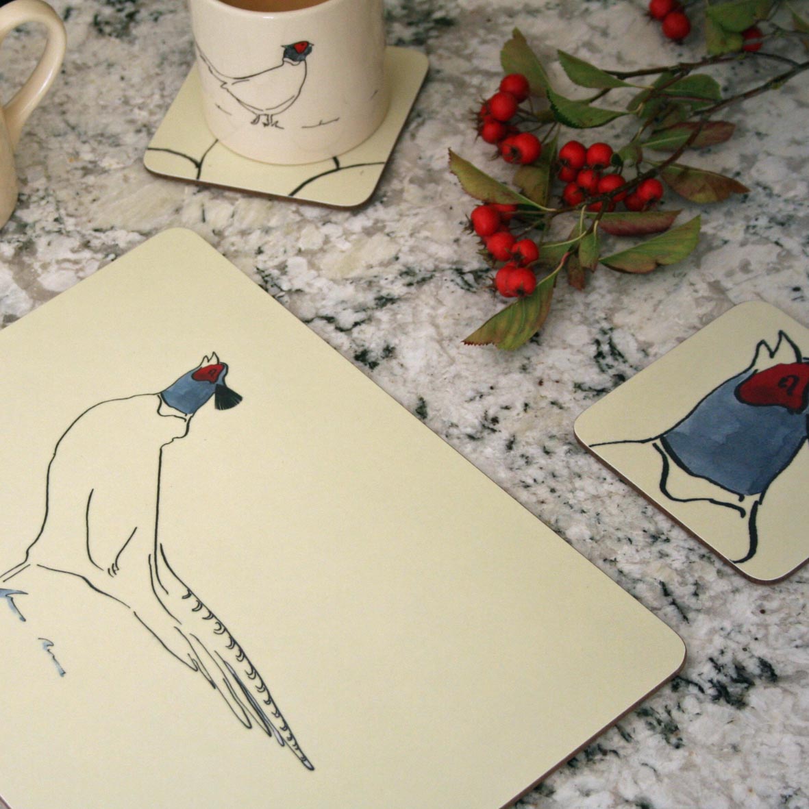 Pheasant Coasters set of four