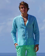 Linen Collarless Shirt LIME SLICE