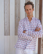 Linen Collarless Shirt MUSTIQUE MULE