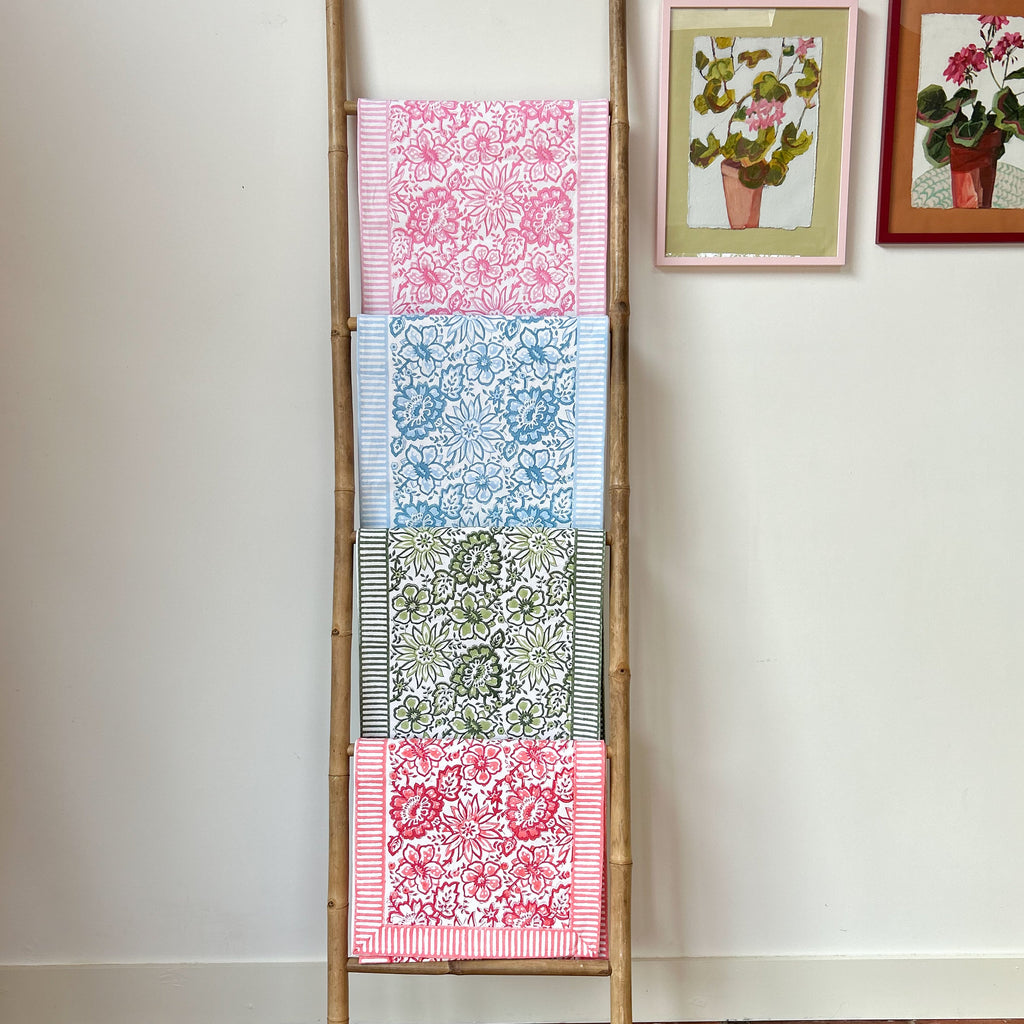 NEW MEADOW SOFT PINK hand block printed runner