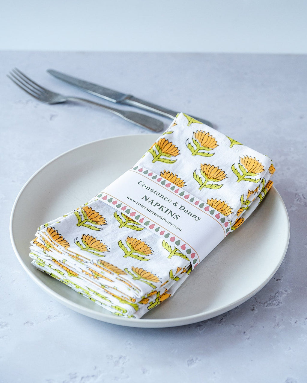 LOTUS FLOWER GREEN set of 6 cotton napkins