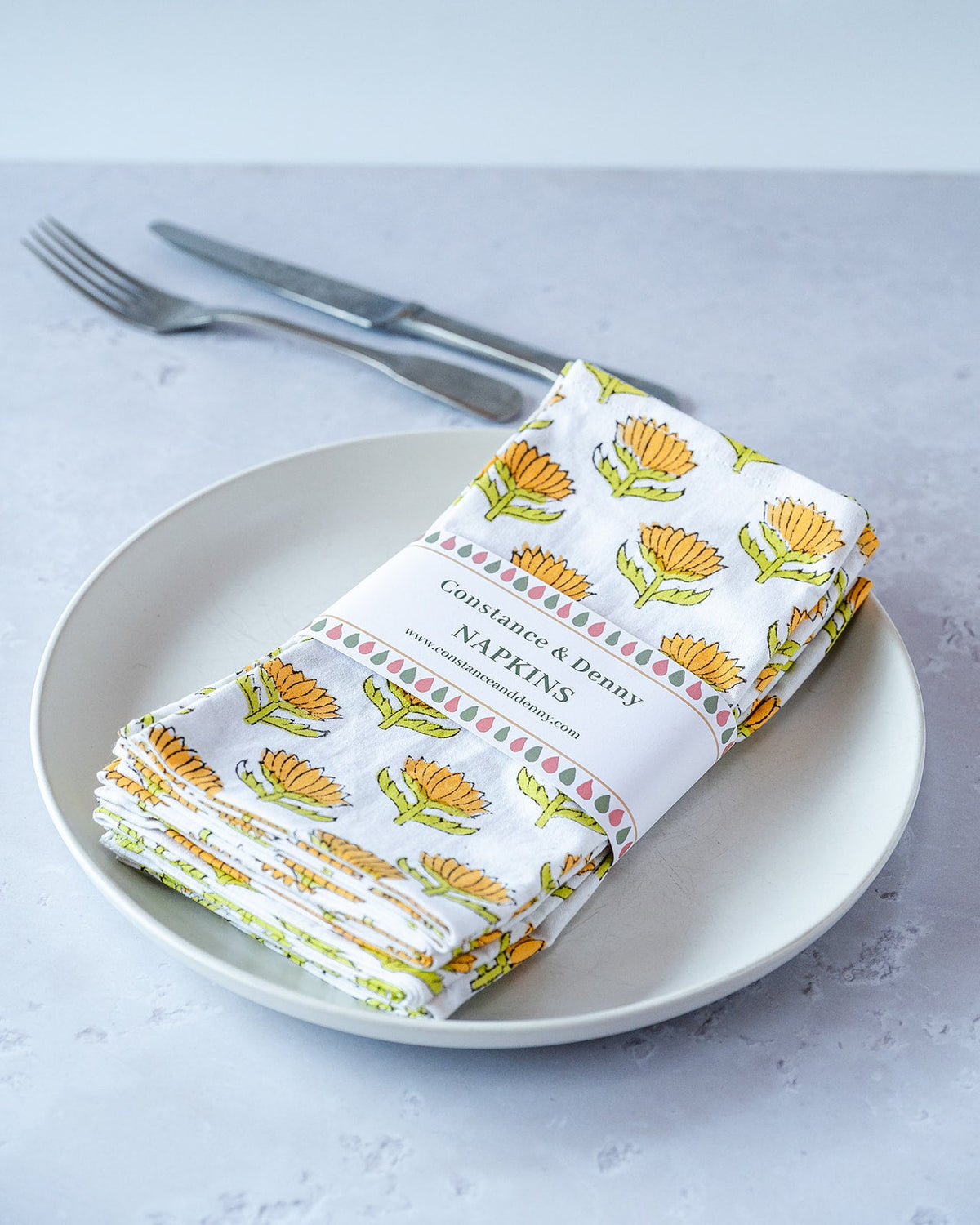 LOTUS FLOWER GREEN set of 6 cotton napkins