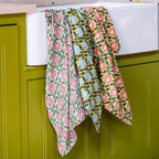 PRESSED PETALS PEONY tea towel