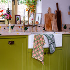 PRESSED PETALS AMBER tea towel