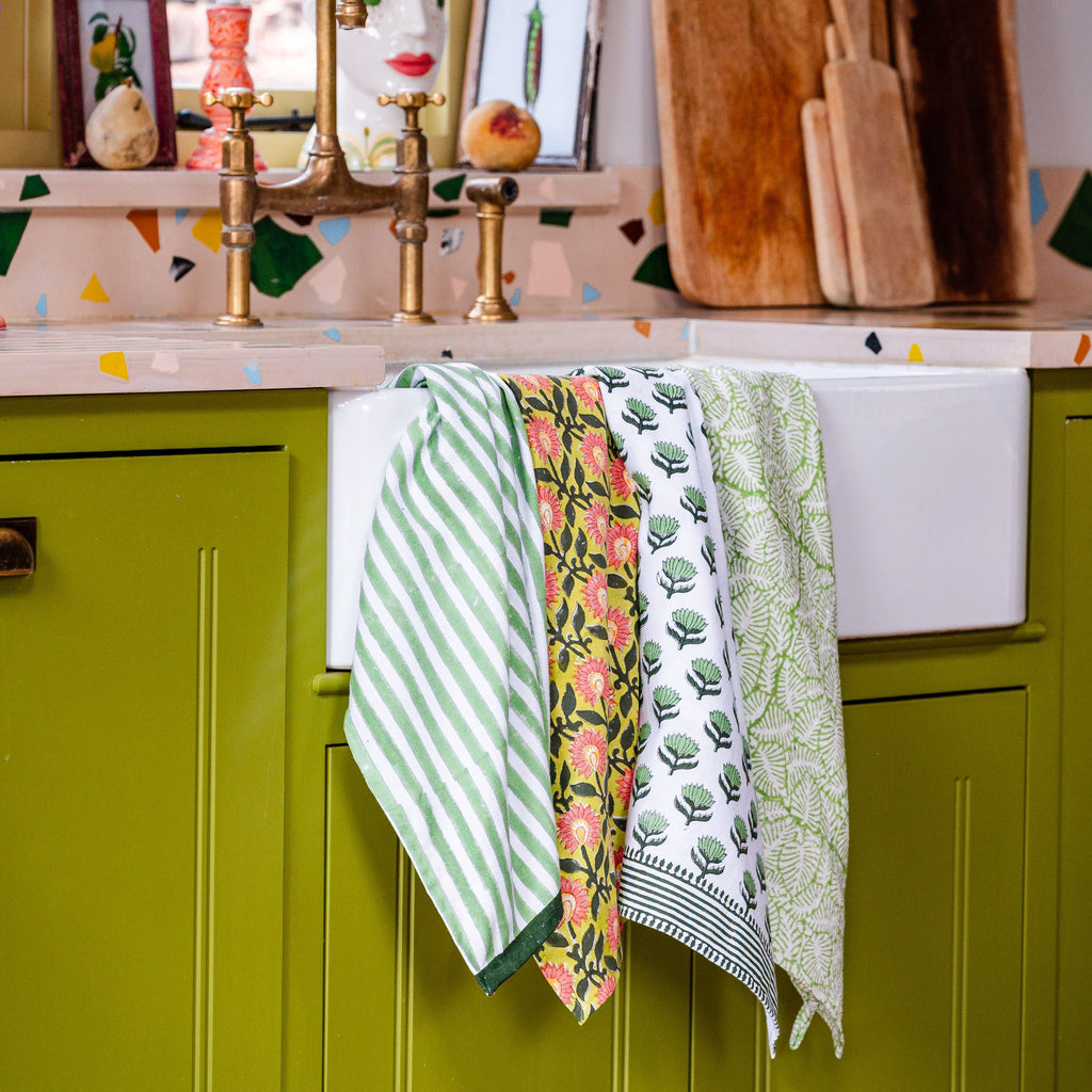 PRESSED PETALS AMBER tea towel