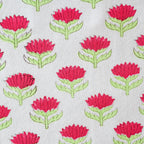 LOTUS FLOWER GREEN & RED set of 6 cotton napkins