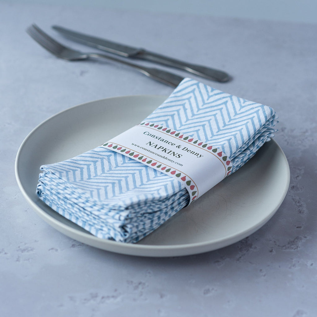 CHEVRON GREEN set of 6 cotton napkins