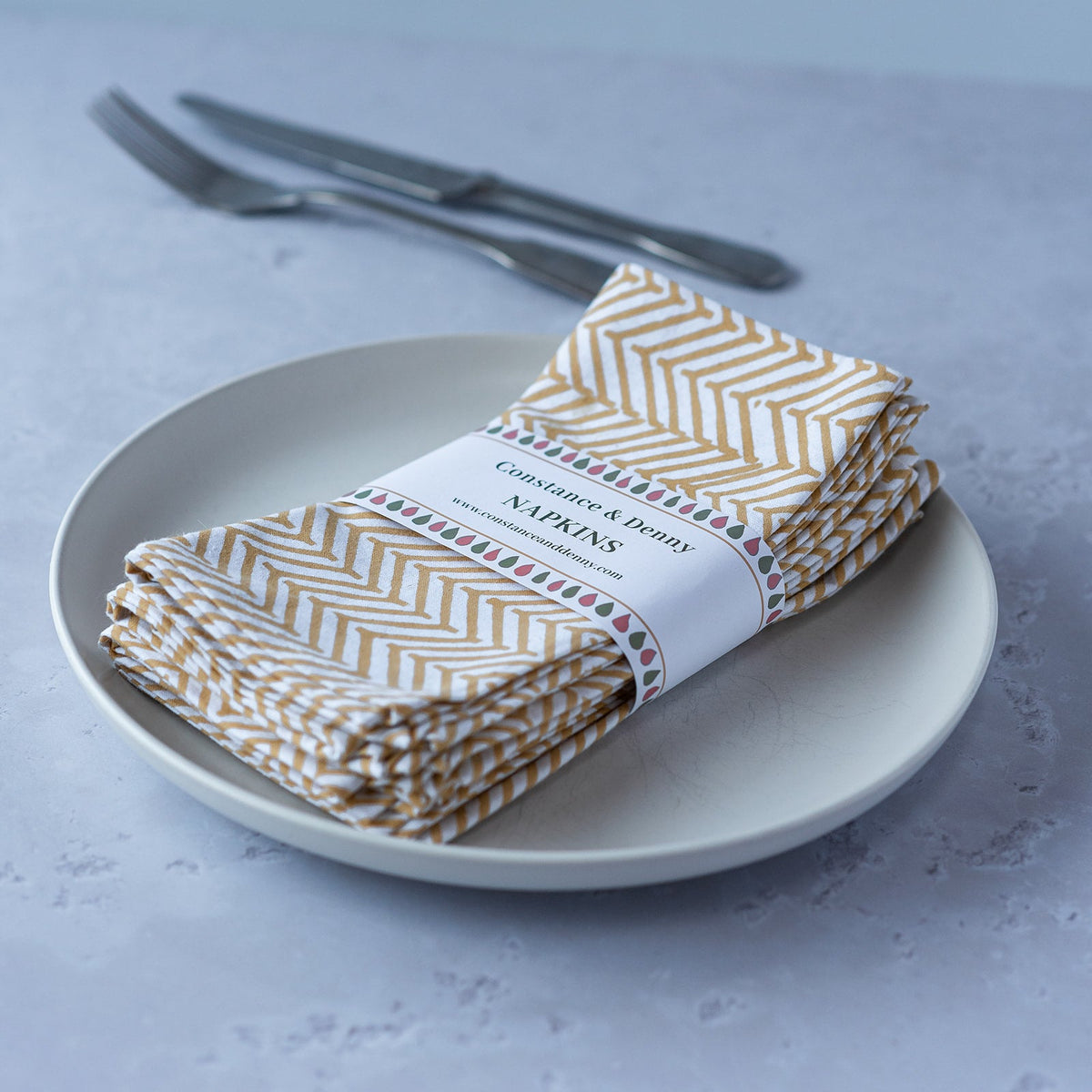 CHEVRON GREEN set of 6 cotton napkins
