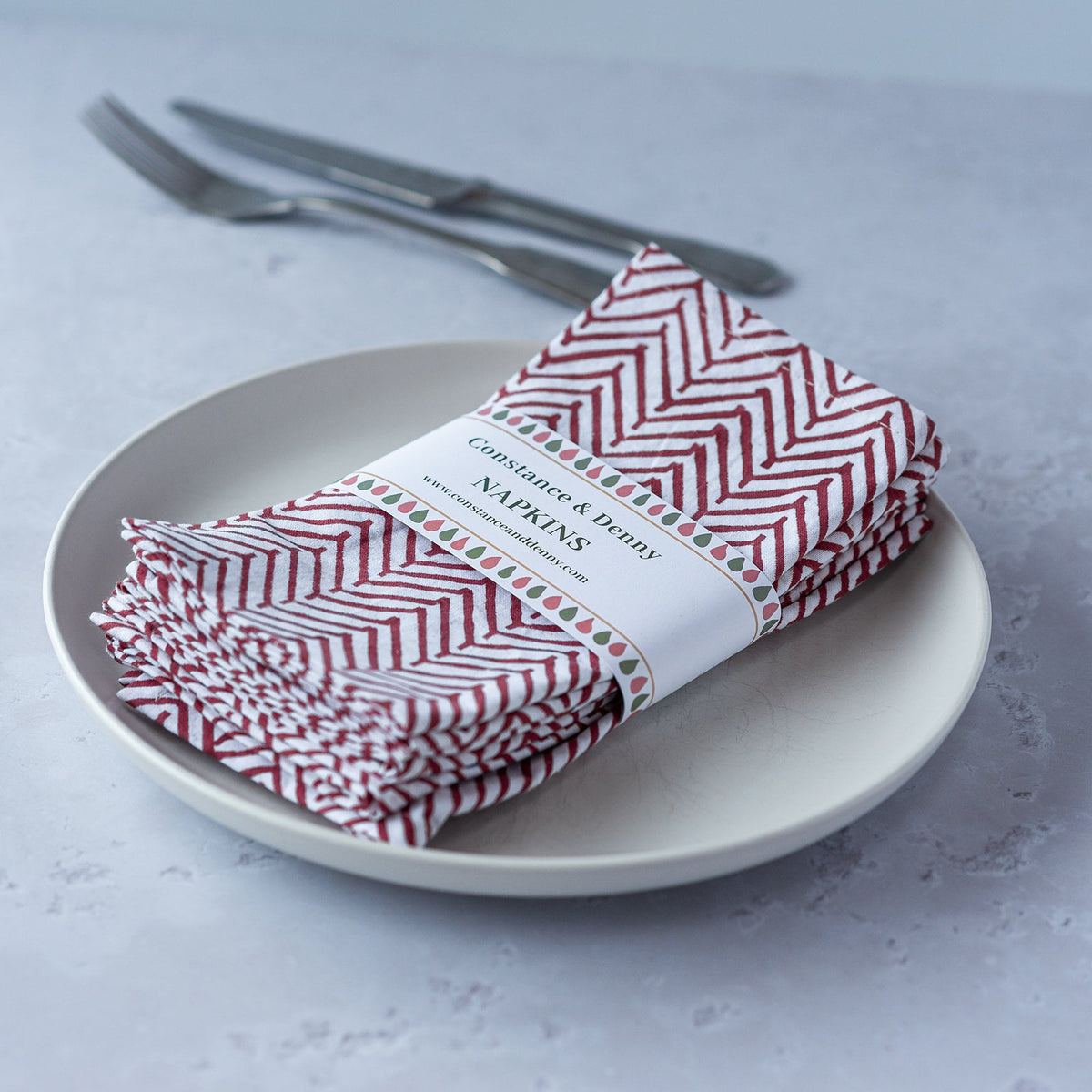 CHEVRON GREEN set of 6 cotton napkins