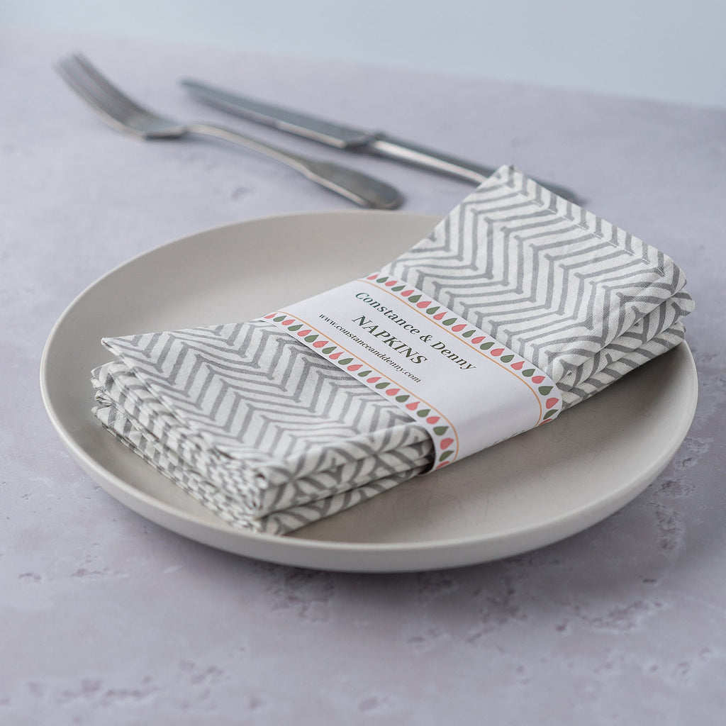 CHEVRON GREEN set of 6 cotton napkins