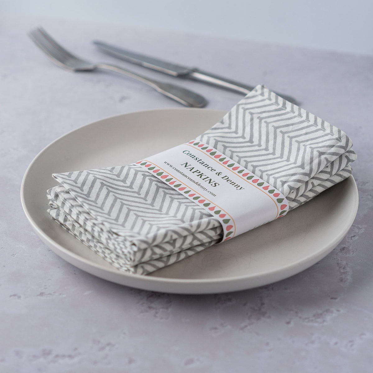 CHEVRON GREEN set of 6 cotton napkins