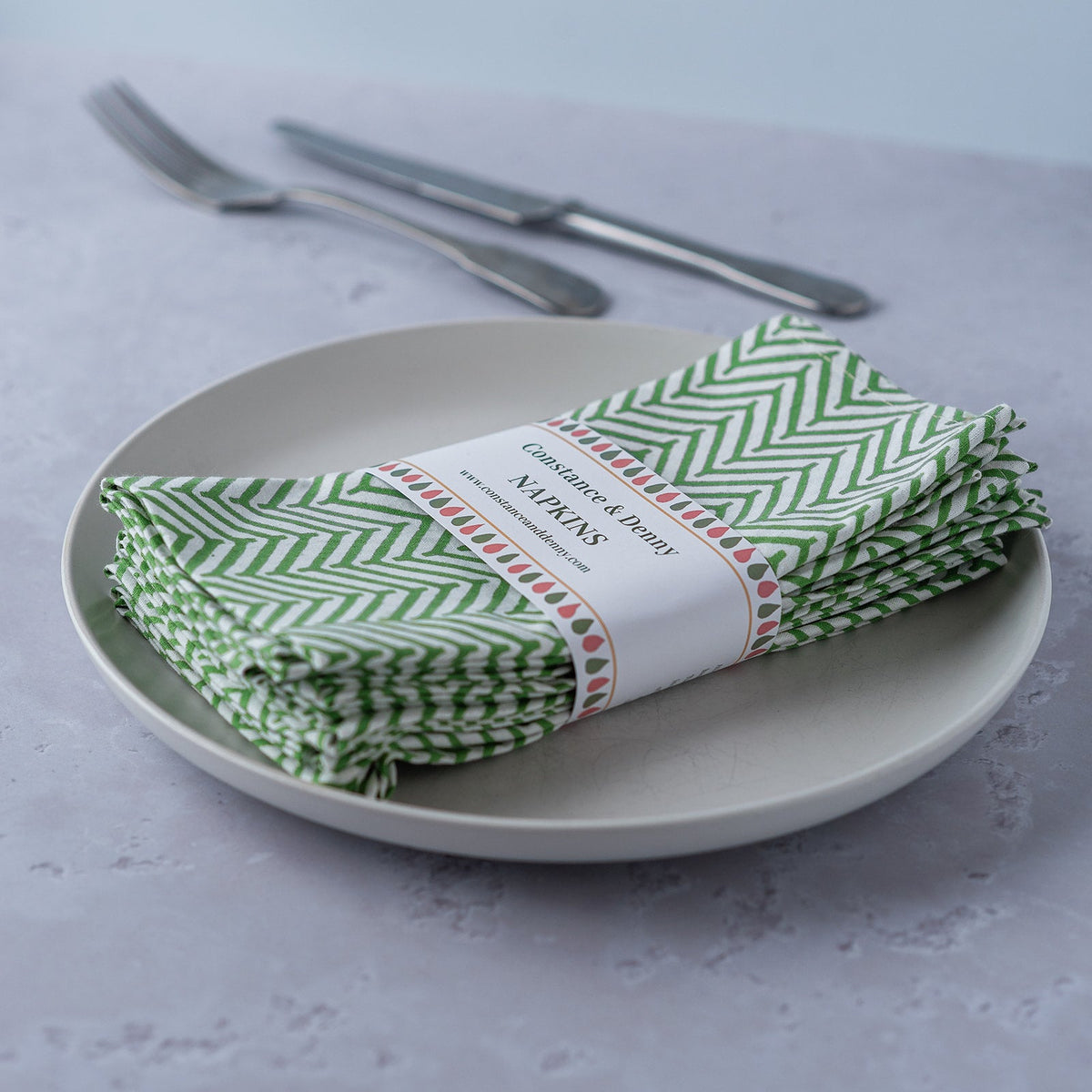 CHEVRON GREEN set of 6 cotton napkins
