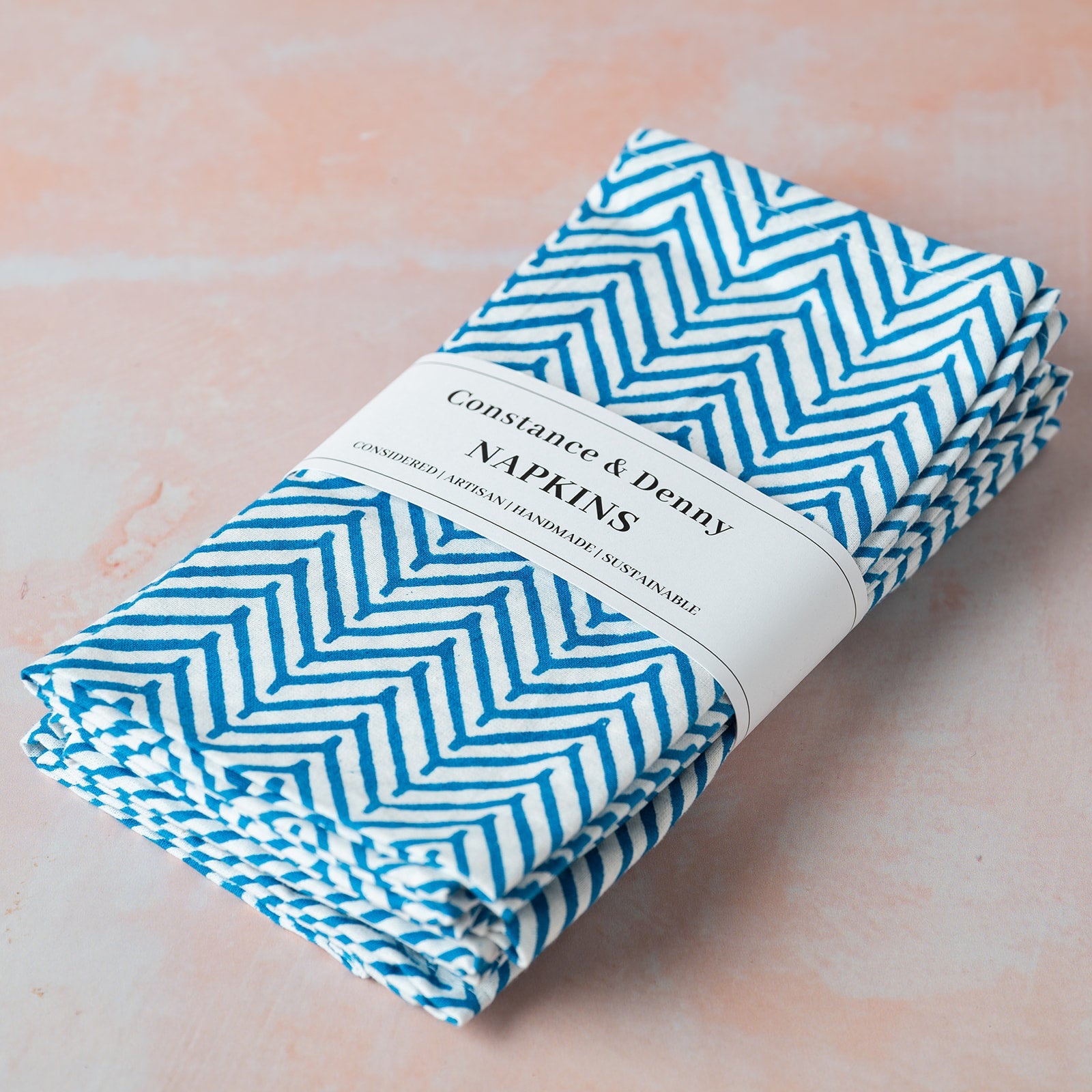 CHEVRON COBALT set of 6 cotton napkins