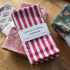 MAGENTA STRIPE set of 4 cotton napkins