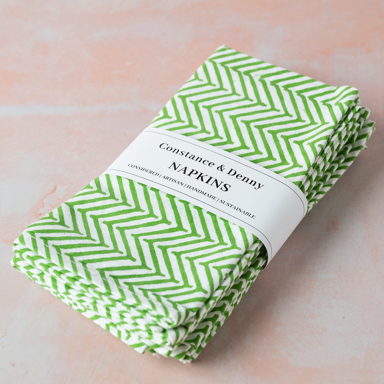 CHEVRON GREEN set of 6 cotton napkins