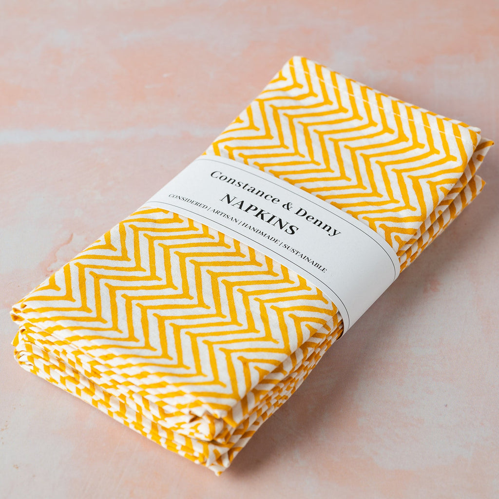 CHEVRON APRICOT NECTAR set of 6 cotton napkins