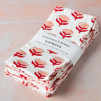 LOTUS FLOWER CHERRY PINK set of 6 cotton napkins