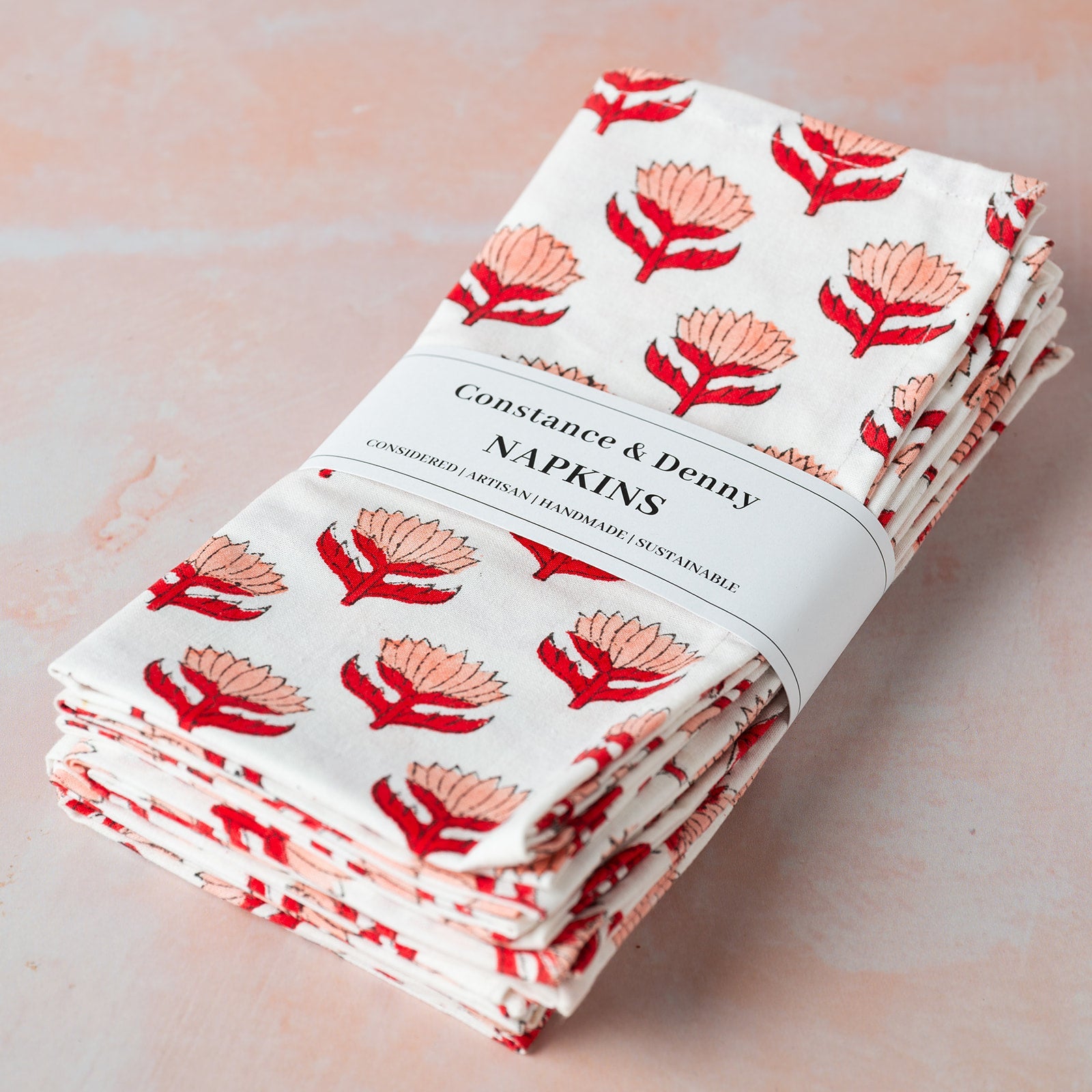 LOTUS FLOWER CHERRY PINK set of 6 cotton napkins