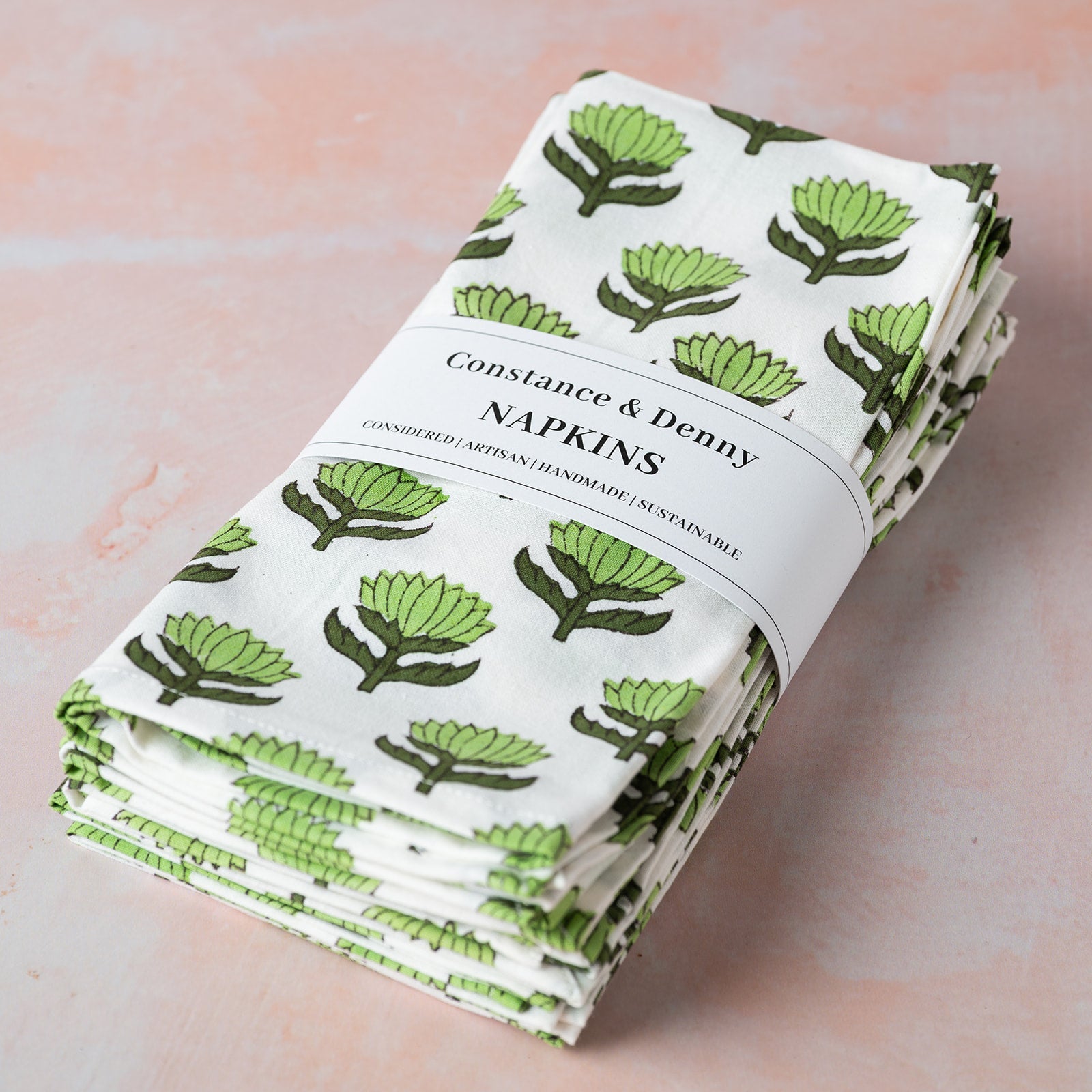LOTUS FLOWER GREEN set of 6 cotton napkins