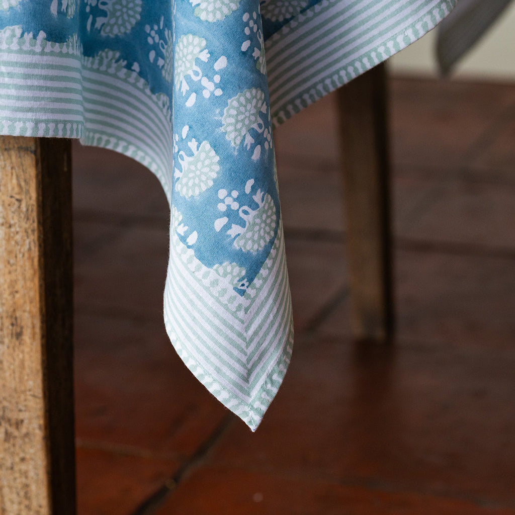 NEW FAN DELFT hand block printed tablecloth