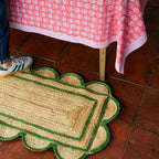 SPRING GREEN scalloped hand woven jute runner