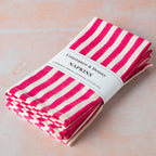 MAGENTA STRIPE set of 4 cotton napkins